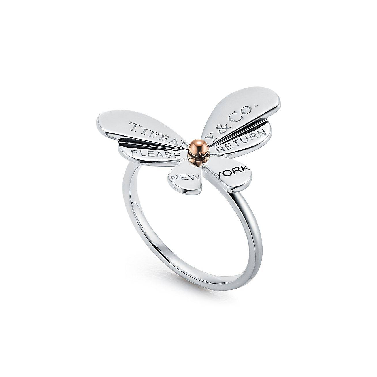 TIFFANY RETURN TO TIFFANY® LOVE BUGS BUTTERFLY RING IN STERLING SILVER AND 18K ROSE GOLD